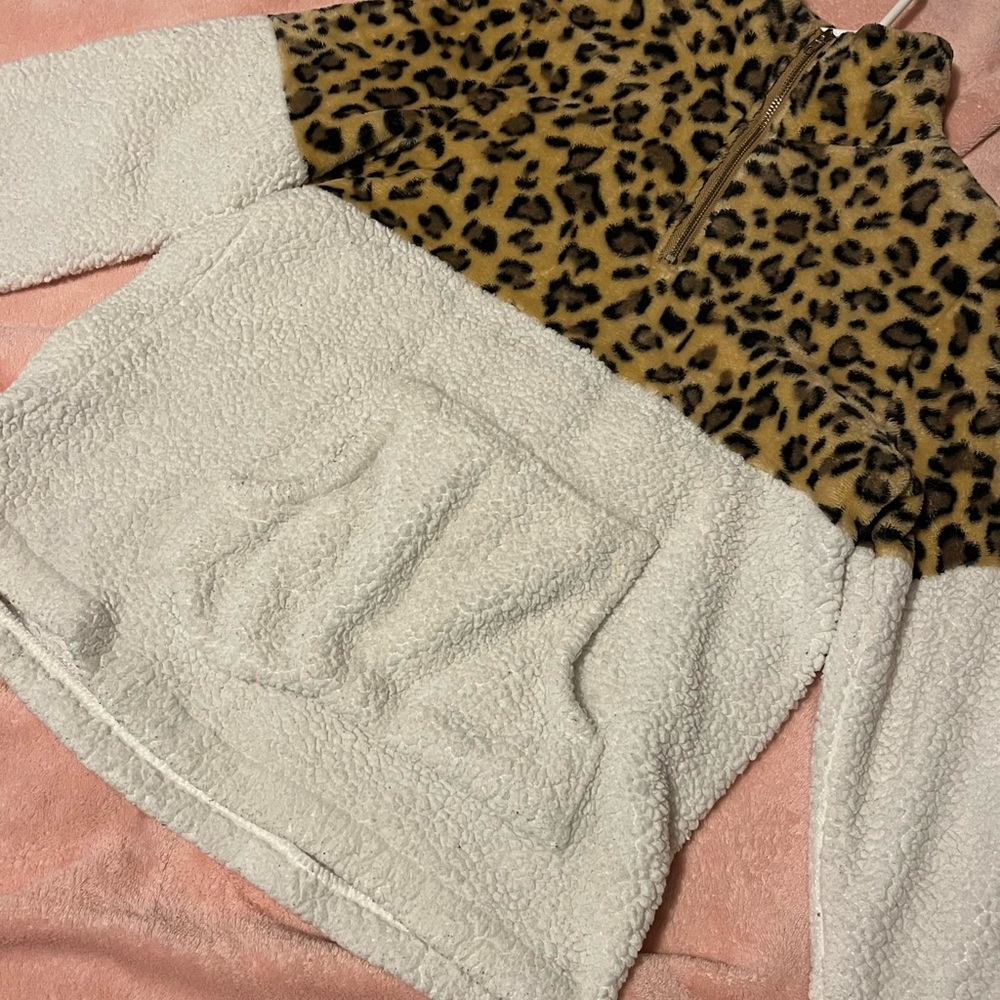 Leopard Print and Cream Women's Puffer Jacket
